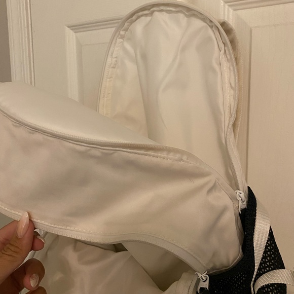 White Lululemon Backpack with mesh pockets